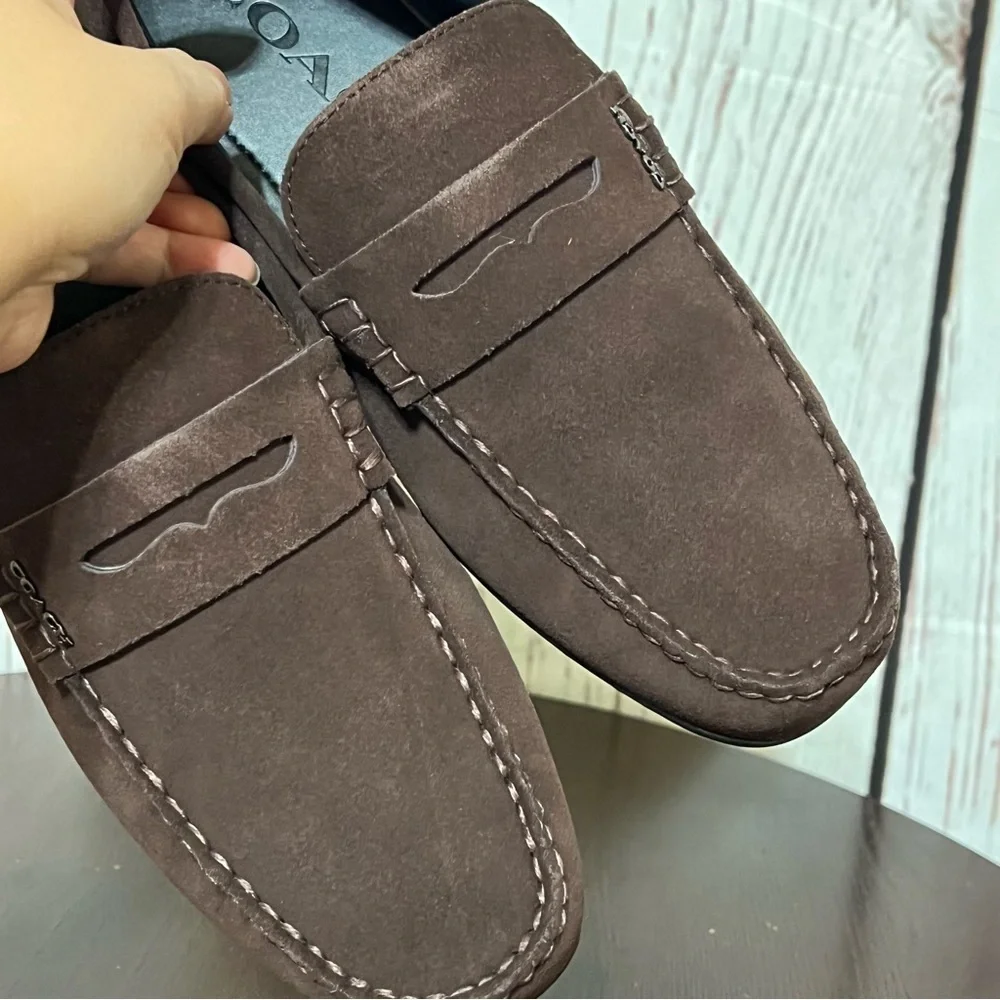 Coach MOTT DRIVER DARK MAHOGANY Men's Suede Loafers driving shoes size 8D NiB
